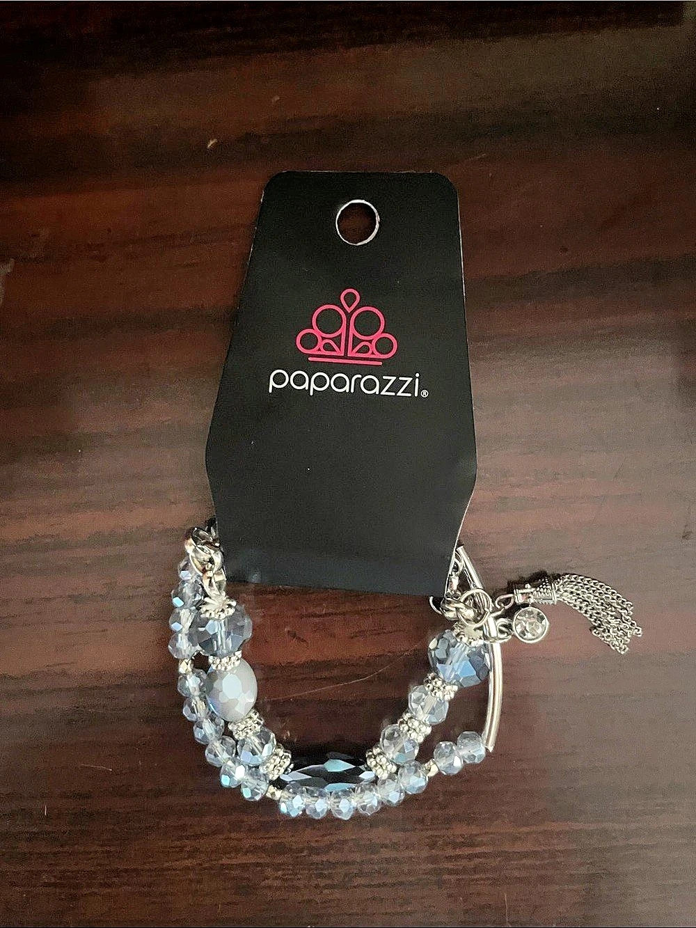 Paparazzi Beaded Charm Bracelet in Gray & Silver NWT